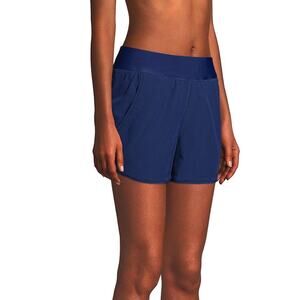 Lands End Womens 0 Quick Dry Swim Board Shorts 3" Navy Blue UNLINED